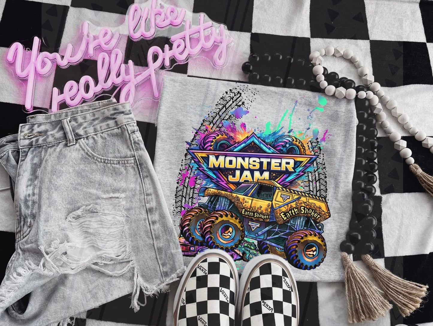 Neon/Bright Monster Jam- Adult