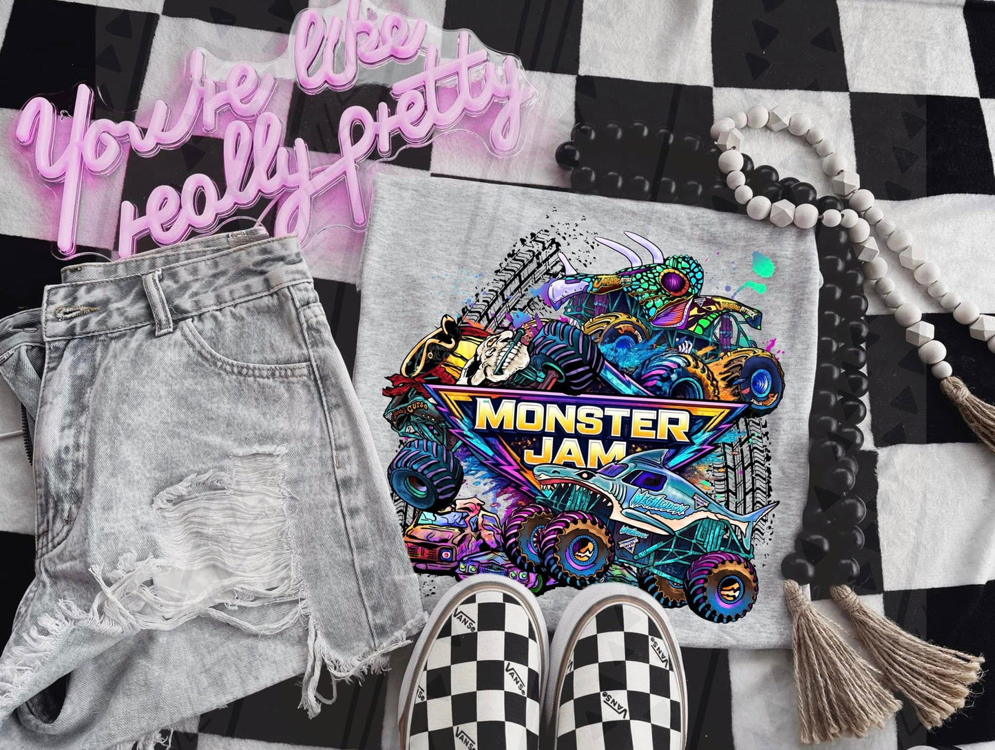 Neon/Bright Monster Jam- Adult