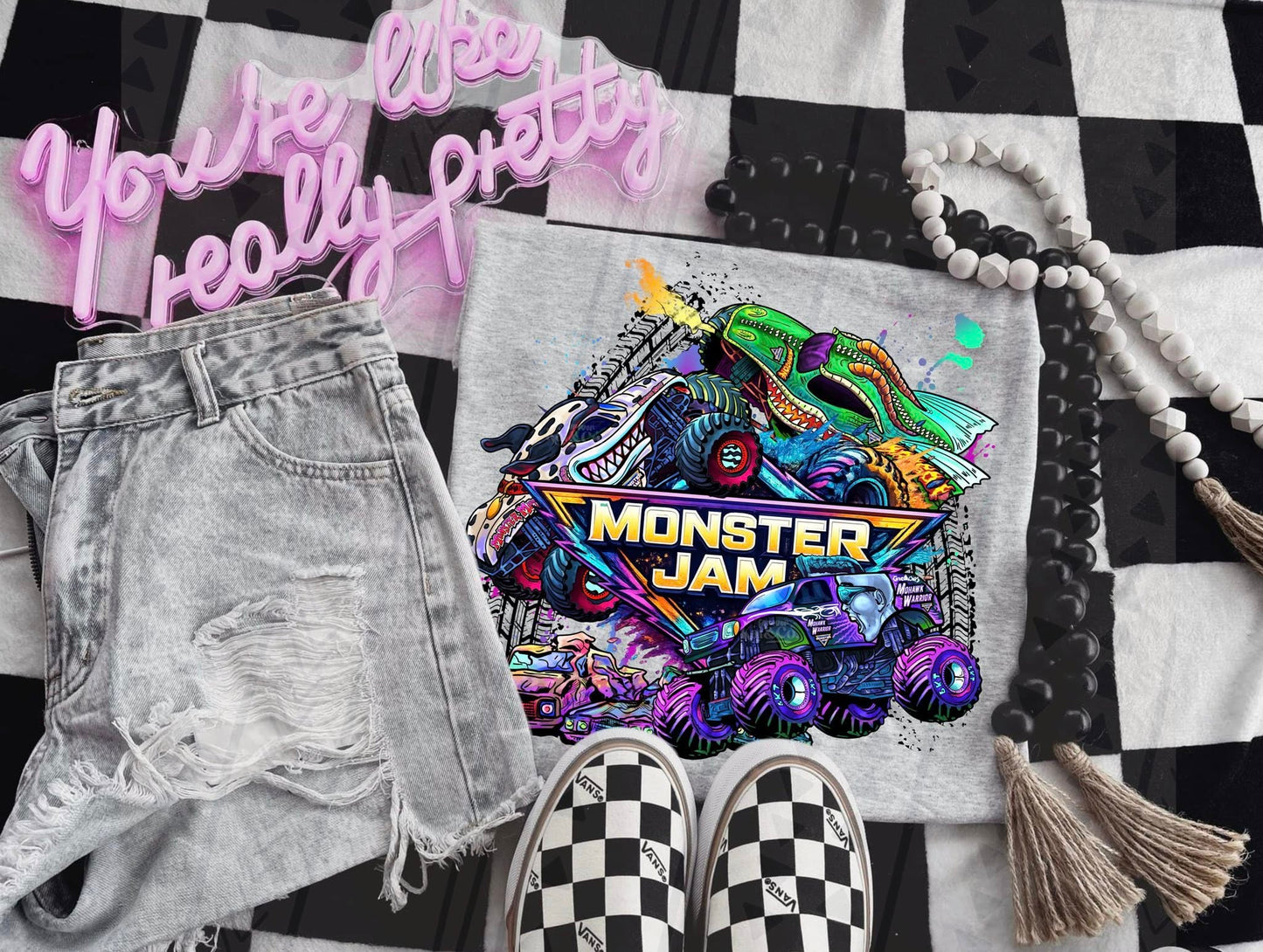 Neon/Bright Monster Jam- Adult