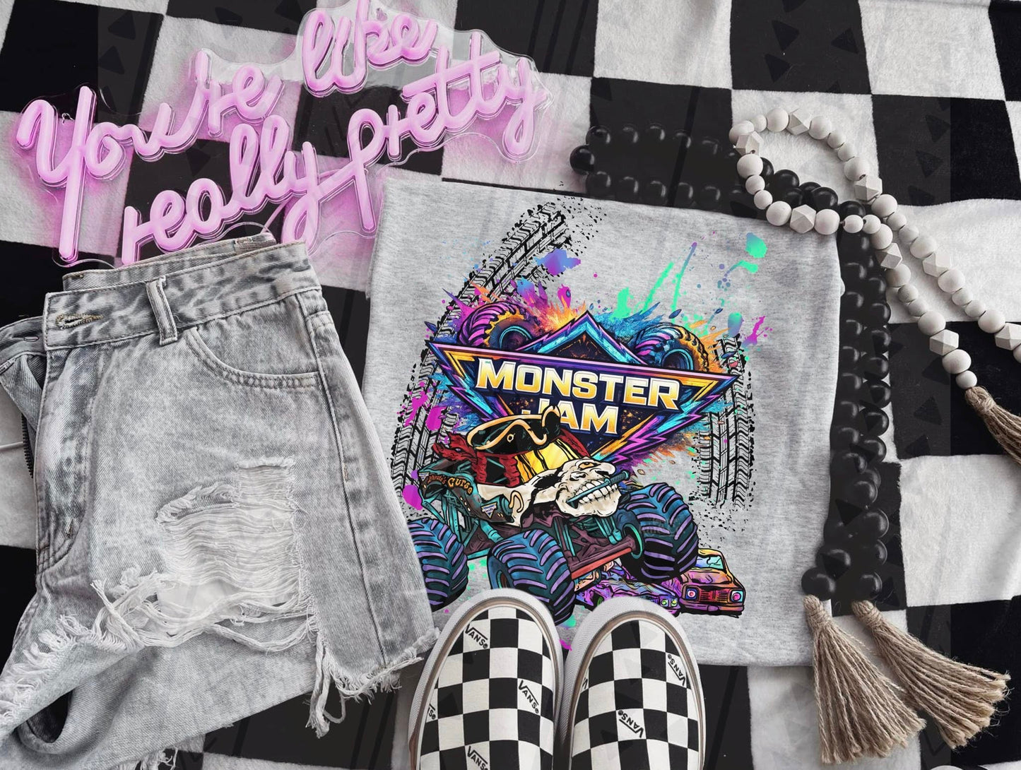 Neon/Bright Monster Jam- Adult