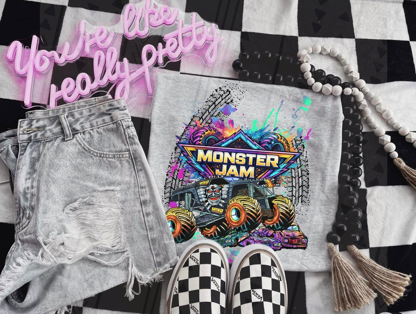 Neon/Bright Monster Jam- Adult