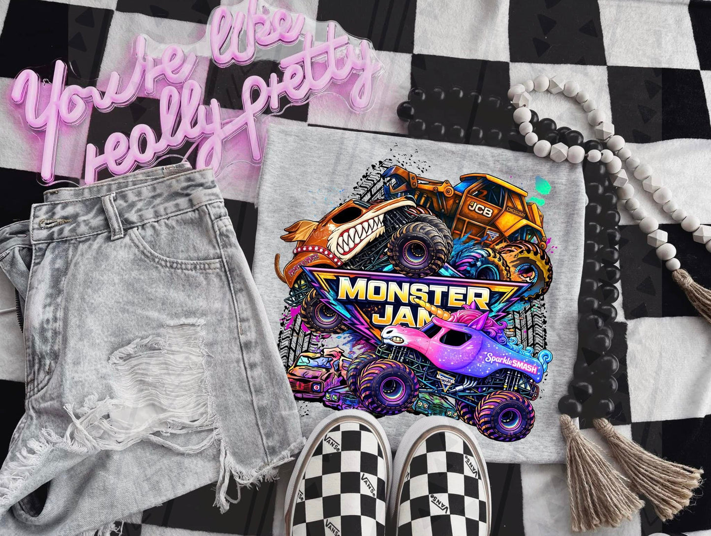 Neon/Bright Monster Jam- Adult