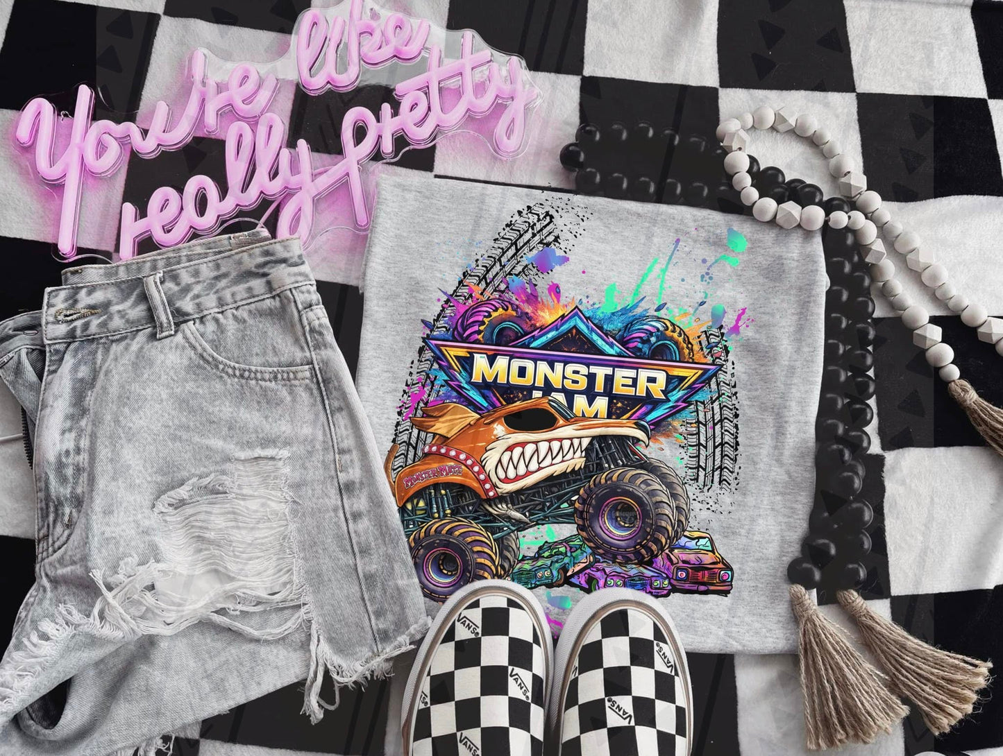 Neon/Bright Monster Jam- Adult
