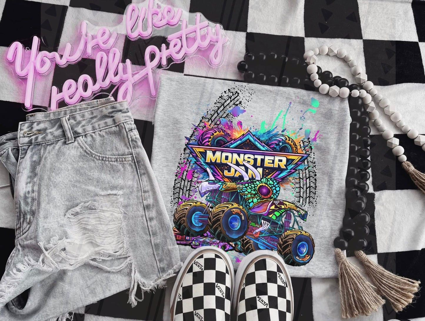 Neon/Bright Monster Jam- Adult