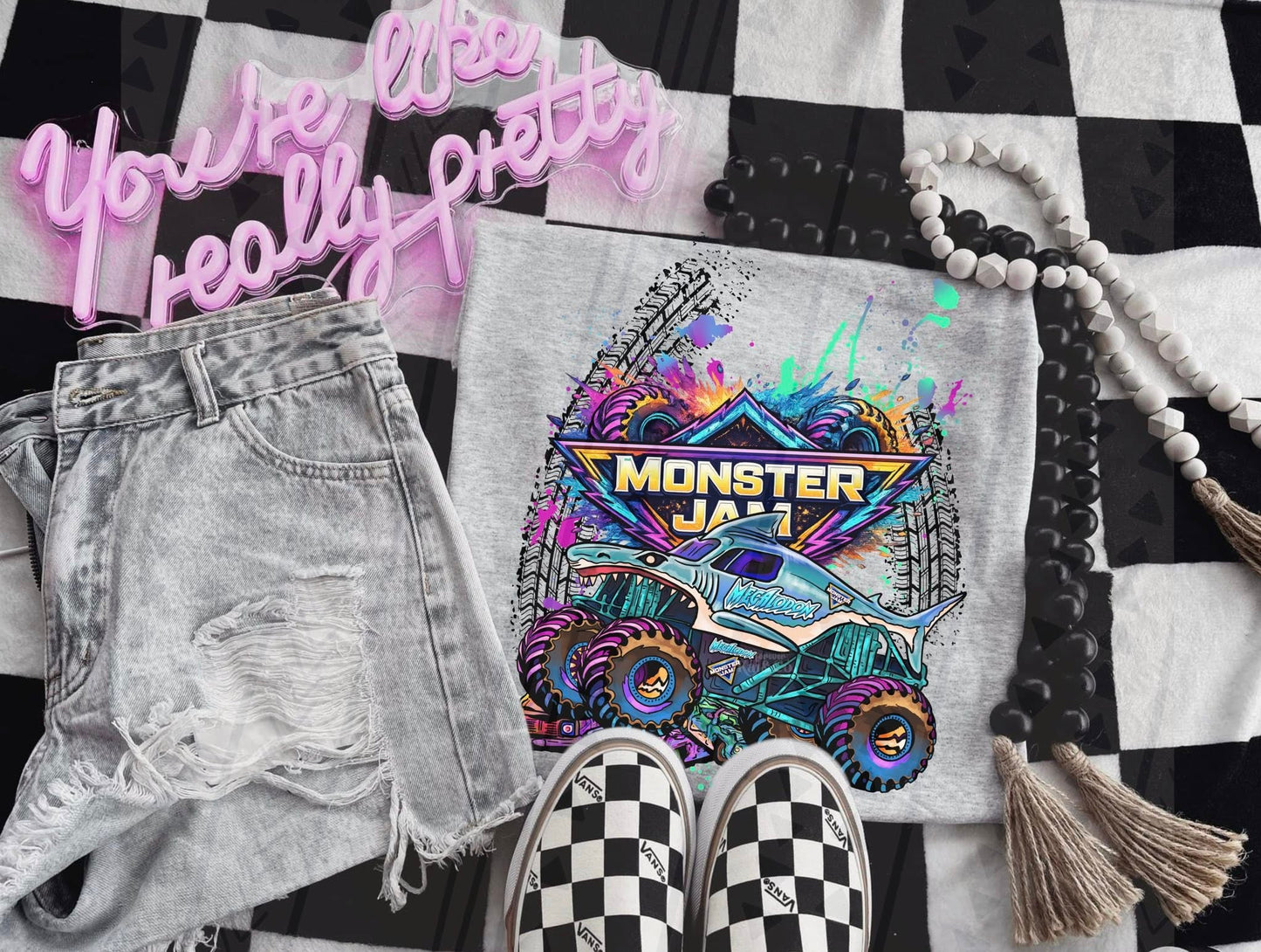Neon/Bright Monster Jam- Adult