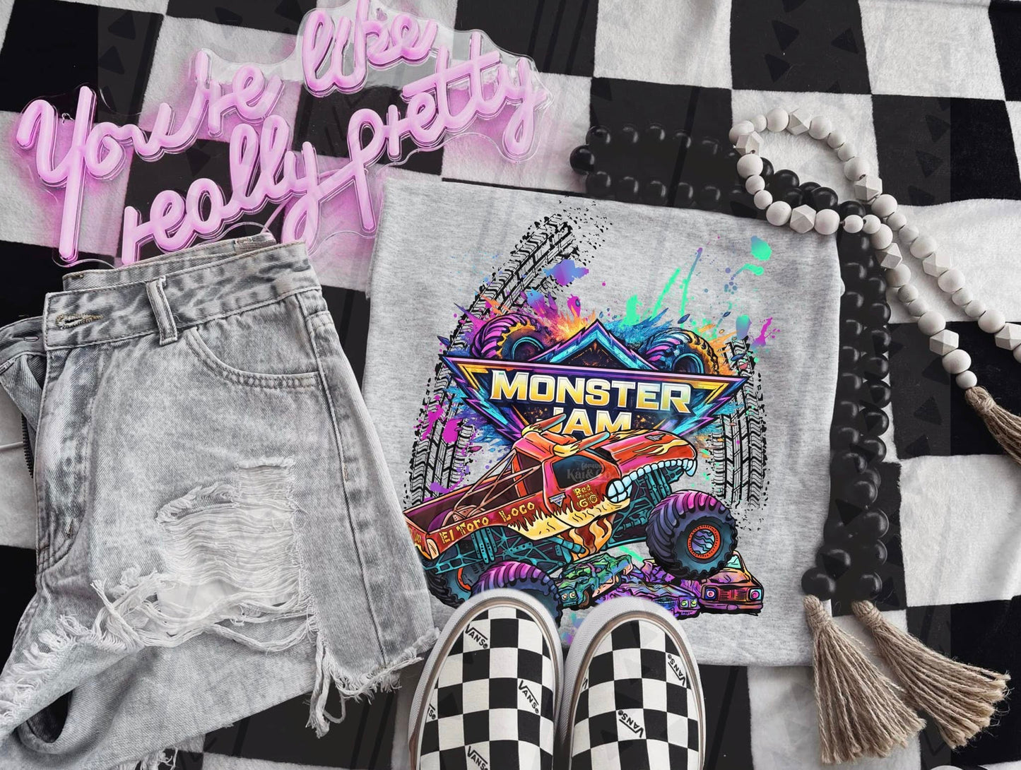 Neon/Bright Monster Jam- Adult