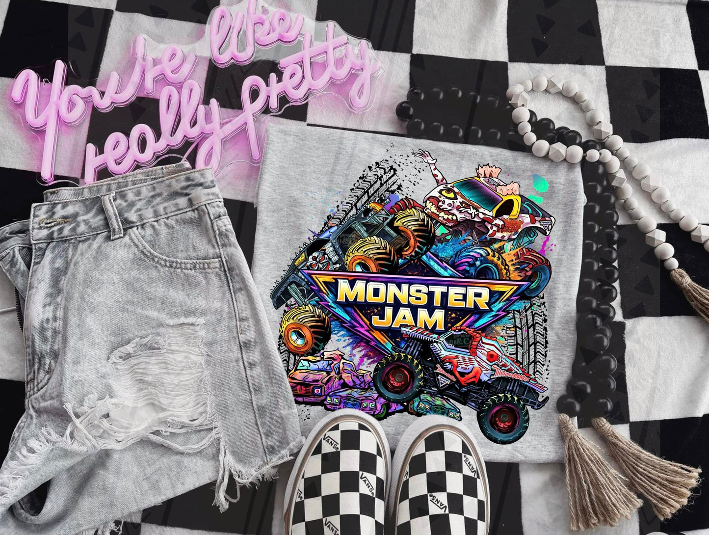 Neon/Bright Monster Jam- Adult