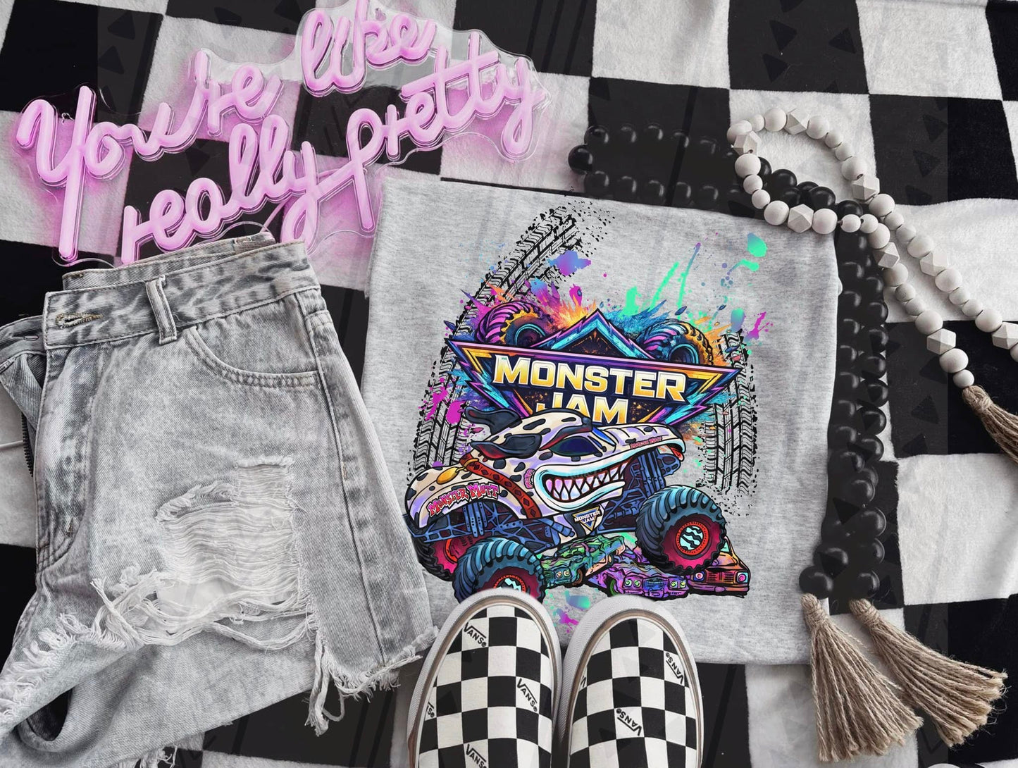 Neon/Bright Monster Jam- Adult