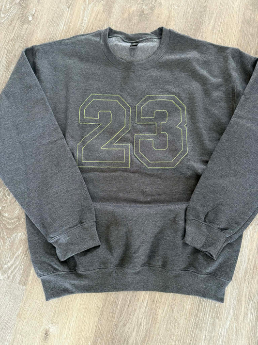 Number Tone on Tone Embroidered Sweatshirt