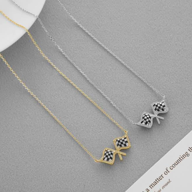 Monster Jam MAMA Checkered Flag Necklace