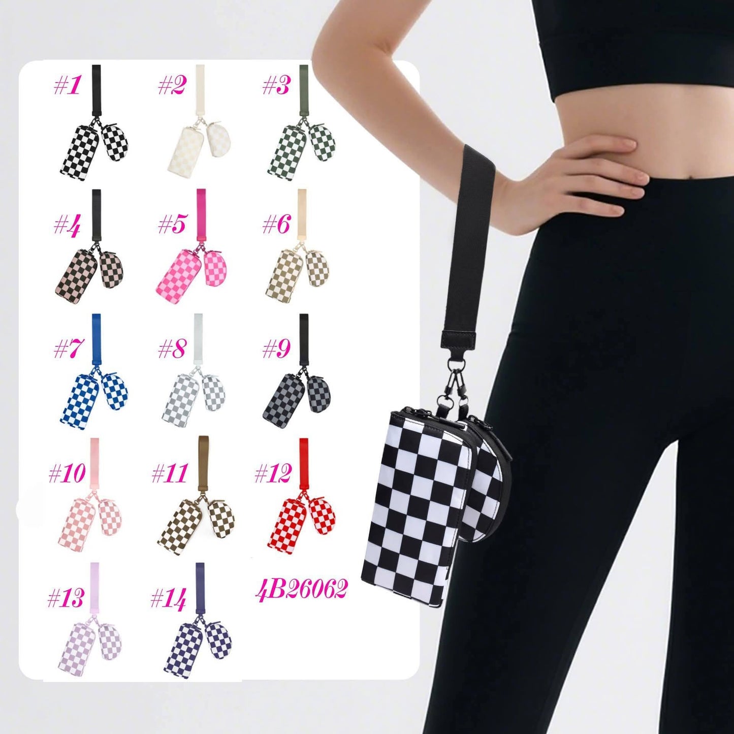Checkered Double Pouch Wristlets