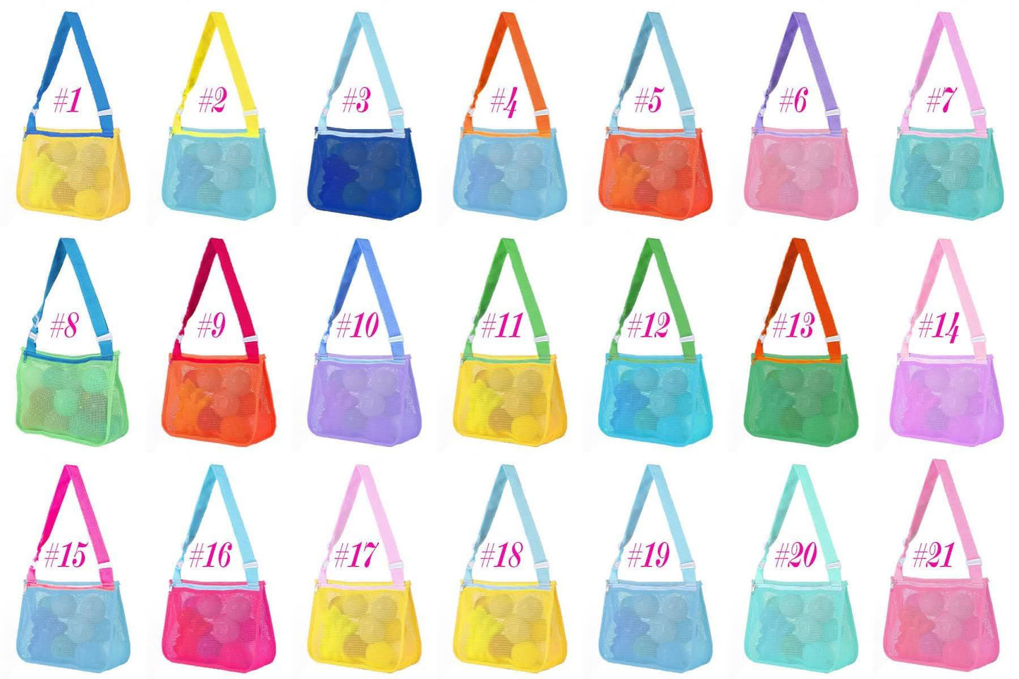 Personalized Name Mesh Seashell Zipper Bag