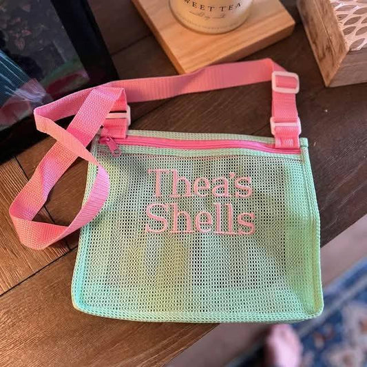 Personalized Name Mesh Seashell Zipper Bag