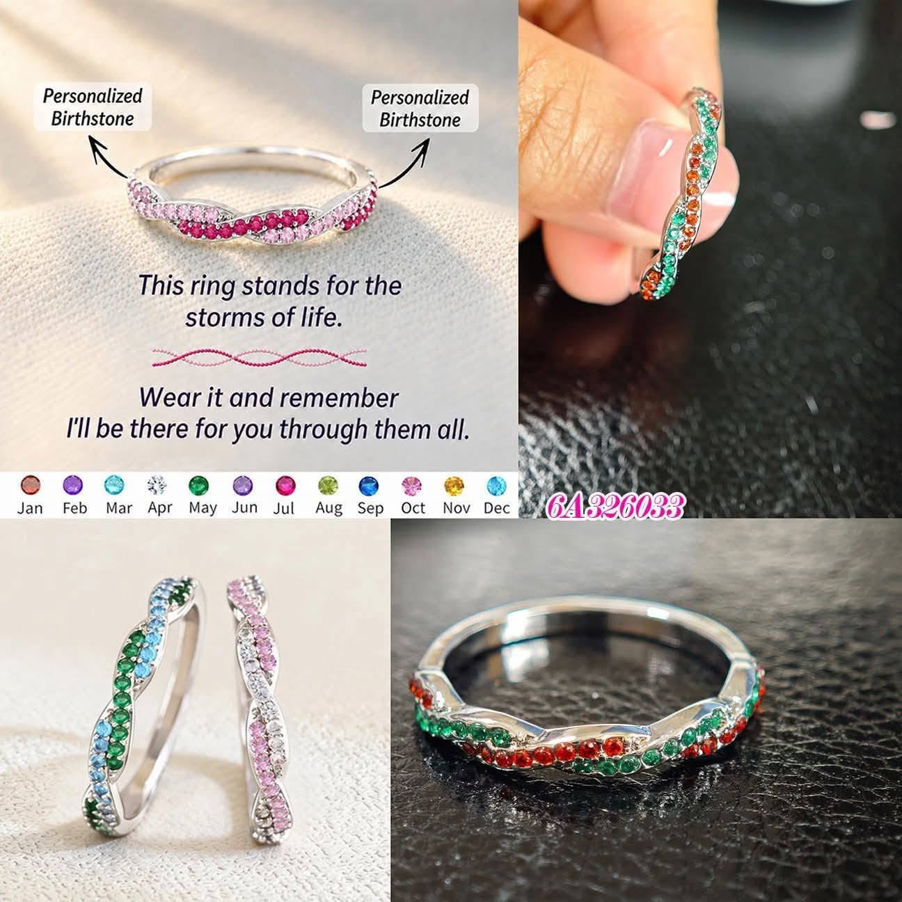Custom Wavy Promise Birthstone Ring
