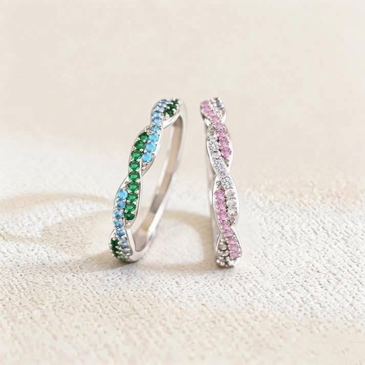 Custom Wavy Promise Birthstone Ring
