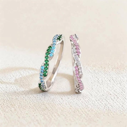 Custom Wavy Promise Birthstone Ring