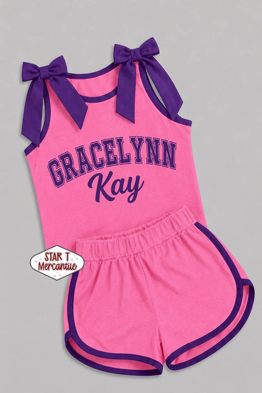 Custom Bow Tank + Cheer Short Set