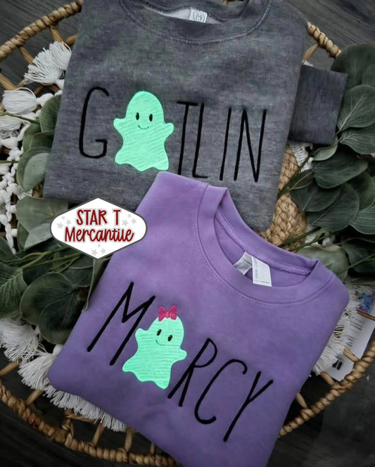 Glow In The Dark Embroidered Ghost Sweatshirt