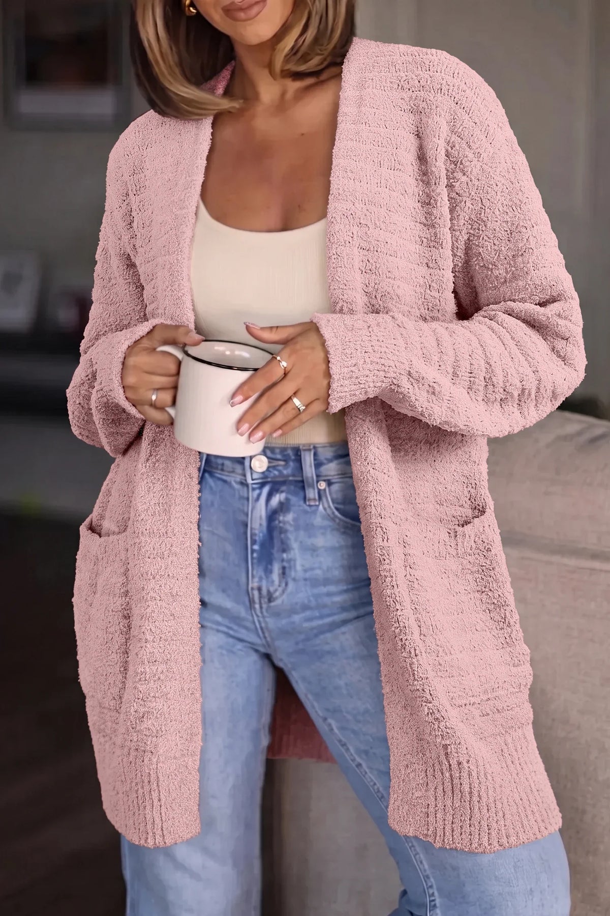Light Pink Open Front Cardi - Closes 10.17