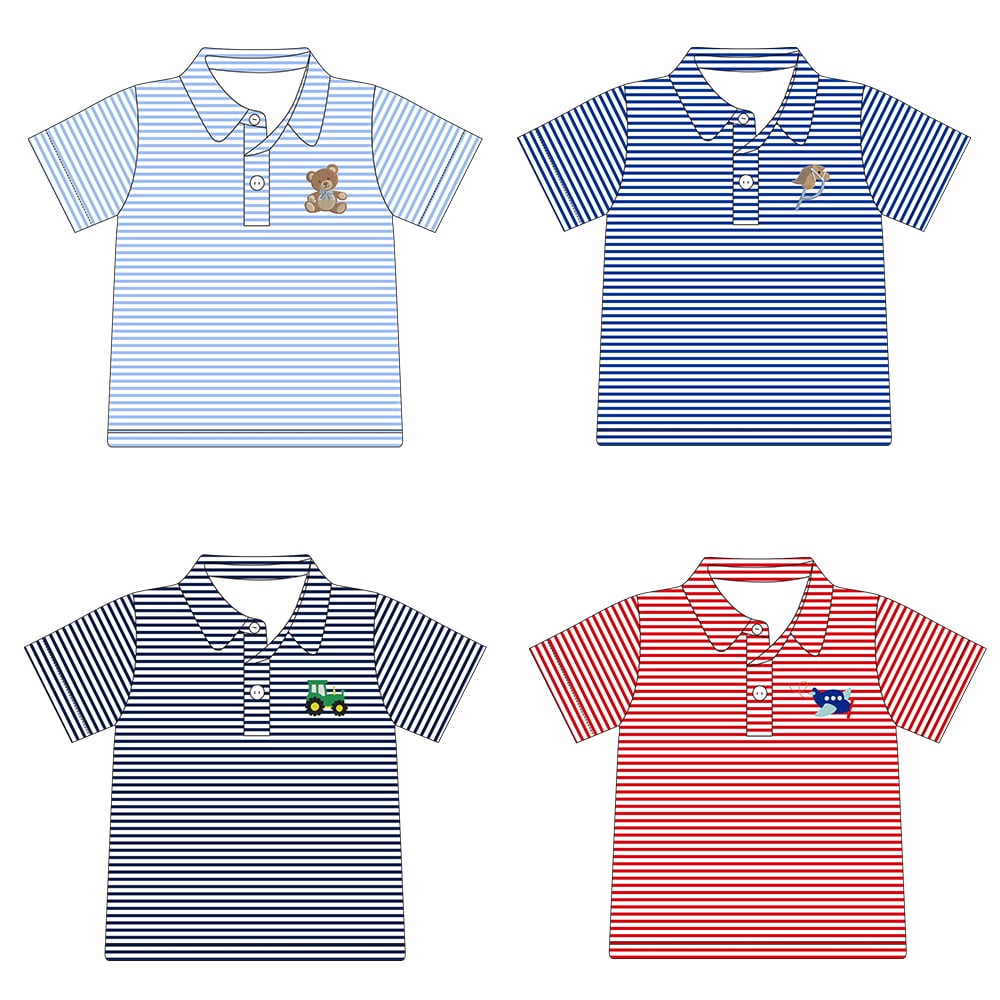 Striped Embroidered Polo Collection - ETA early March