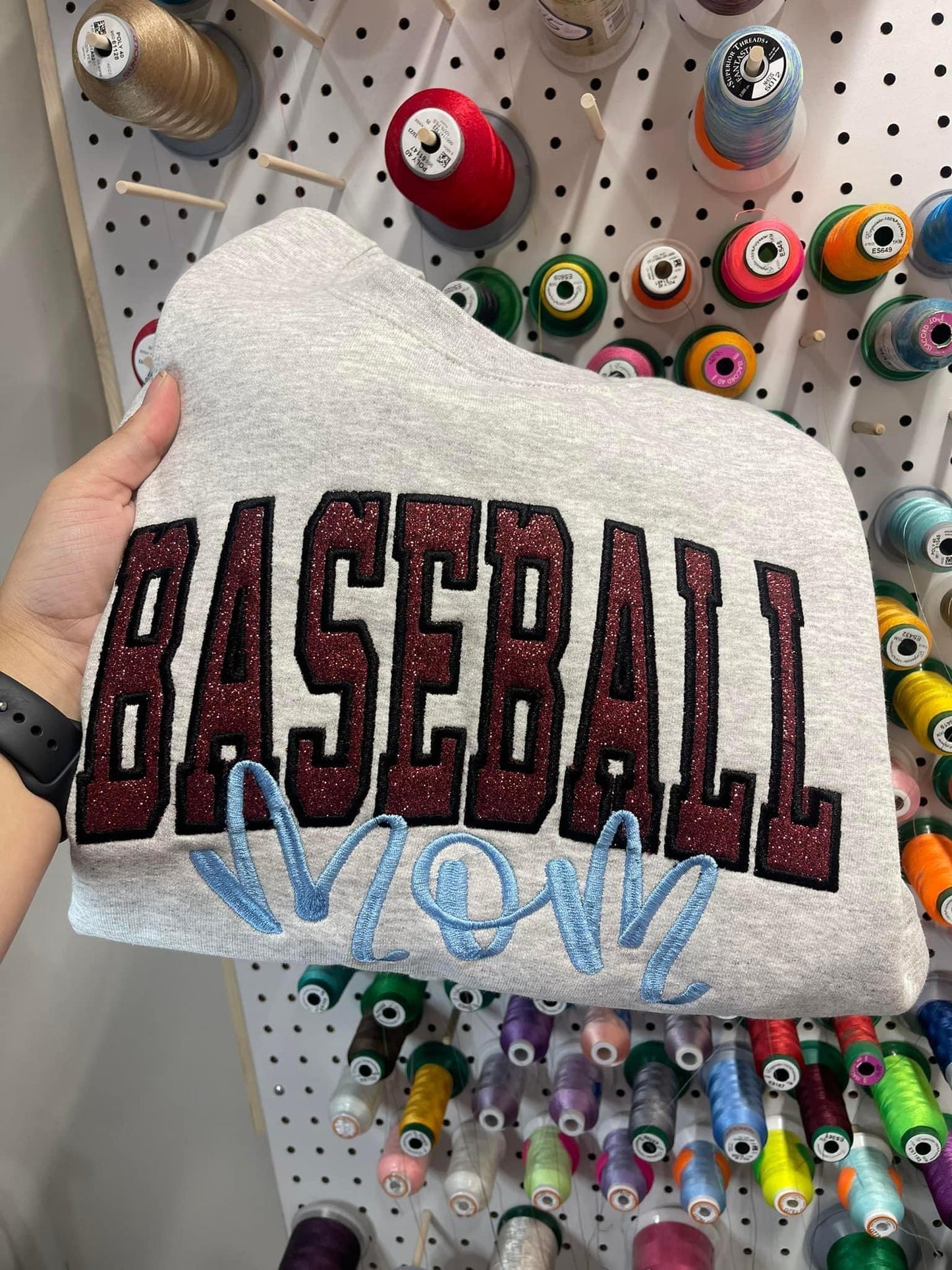 Personalized Varsity Glitter Applique Embroidered Shirt with Custom Name & Icon