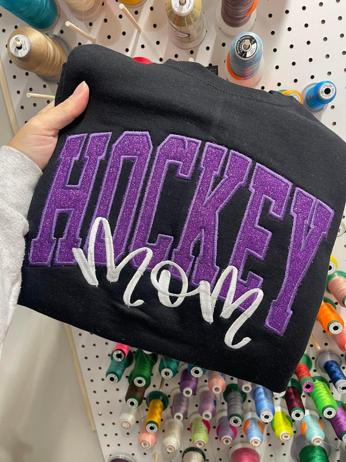 Personalized Varsity Glitter Applique Embroidered Shirt with Custom Name & Icon