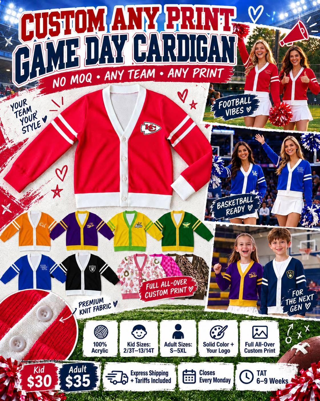 Game Day Cardigan- Adult