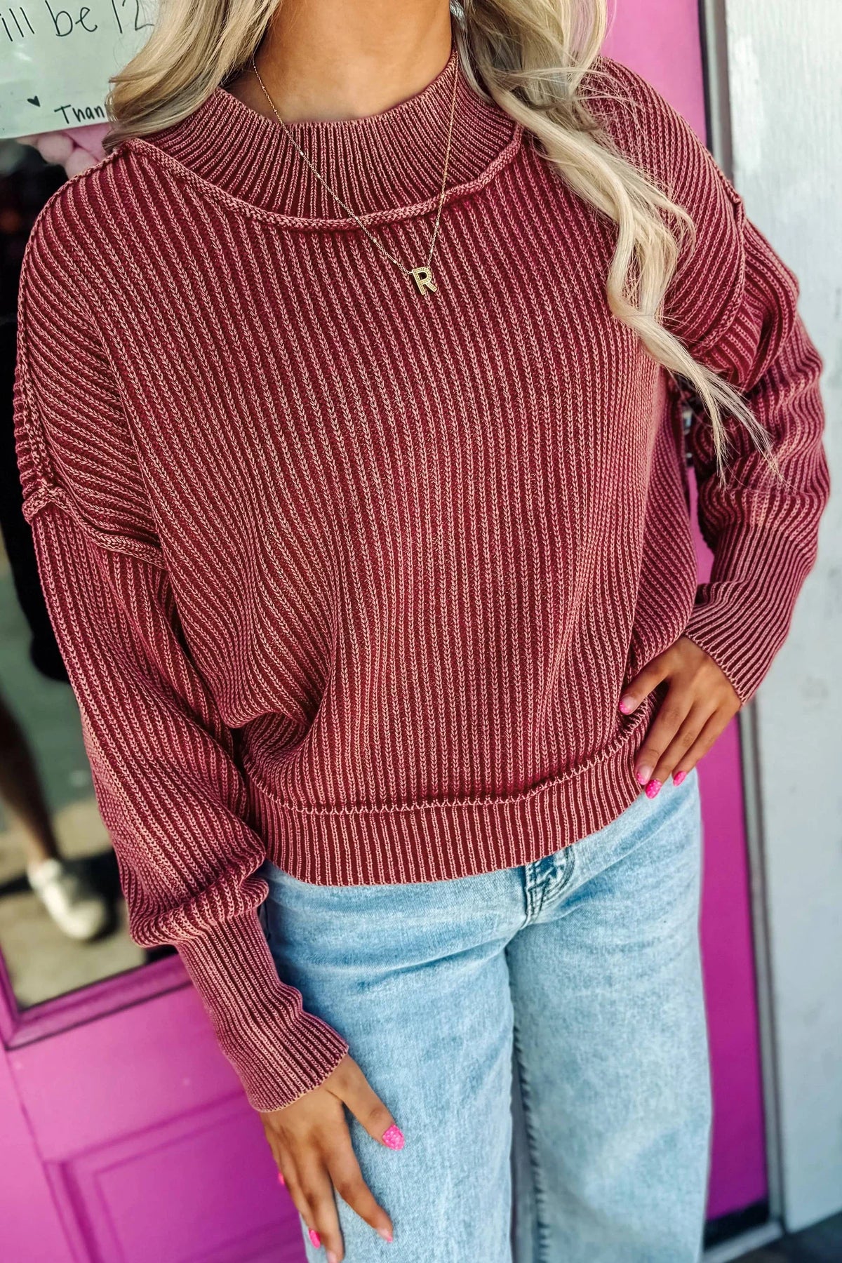 Red Dahlia Ribbed Sweater - Closes 10.17