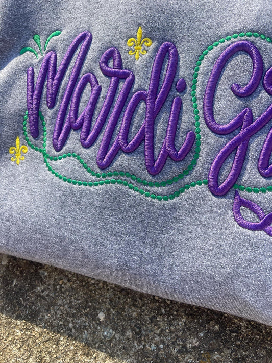 Mardi Gras 3D Puff Embroidered Shirt