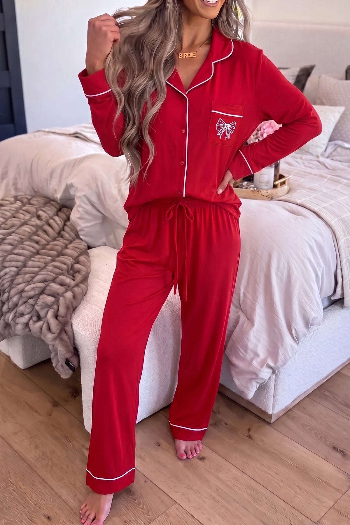 Bow Pocket PJ Set - Closes 10.17