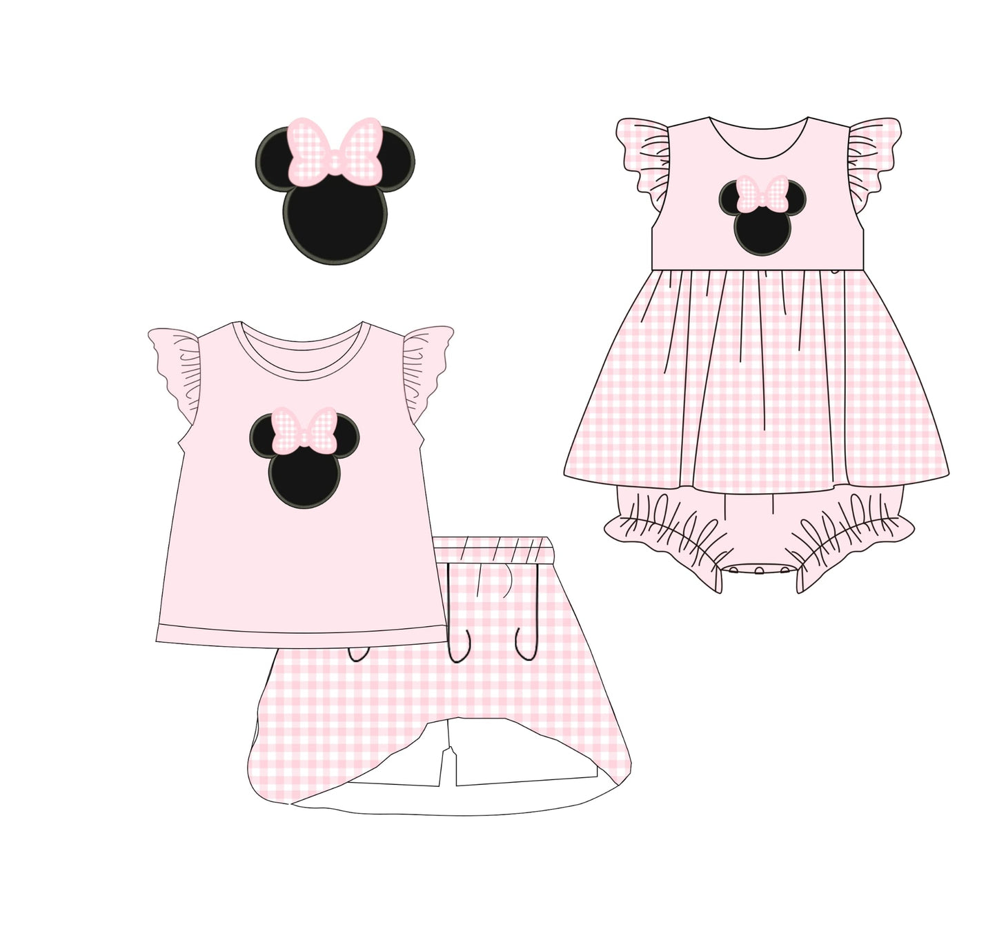Pink Gingham Mouse Appliqué Collection - ETA early March