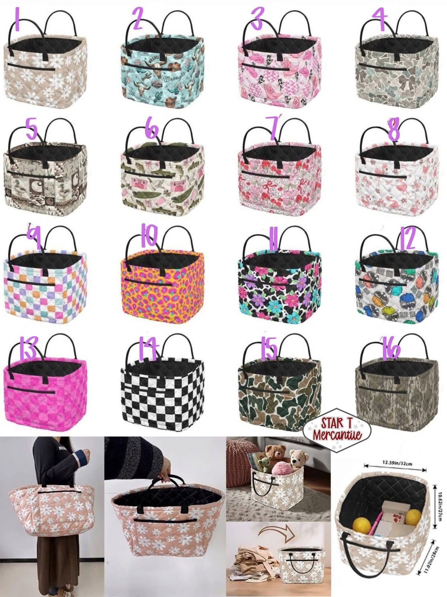 Custom Quilted Organizing Storage Basket