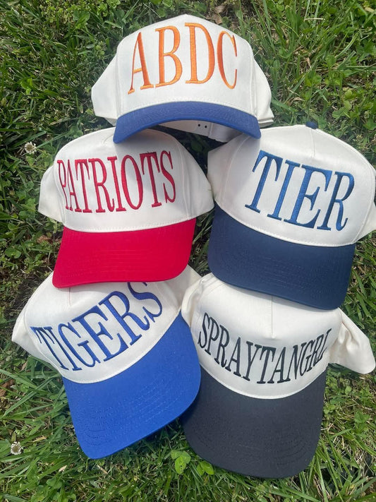 Custom Embroidered Trucker Hat – Personalized Text Snapback | Team, School, or Name Hat