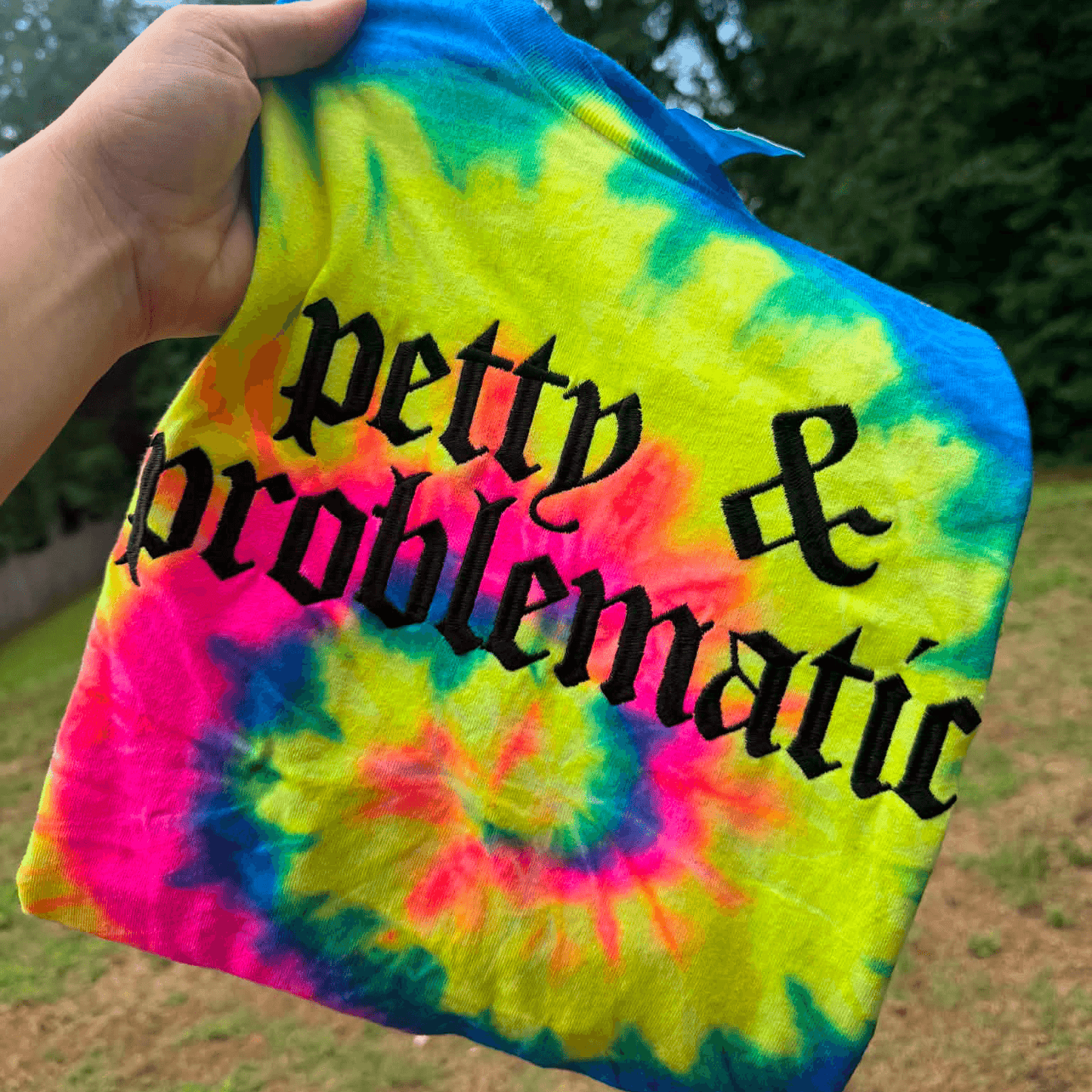 Mama Tie Dye Embroidered Shirt | Petty & Problematic | Alternative | Metalhead | Gothic Text