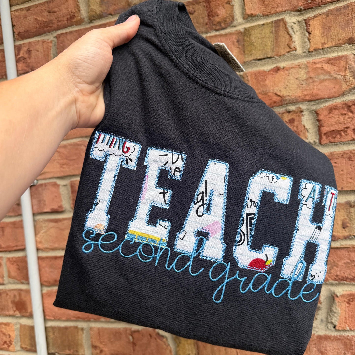 Personalized Teacher Appliqué Shirt | Custom Teacher Name Embroidered Tee