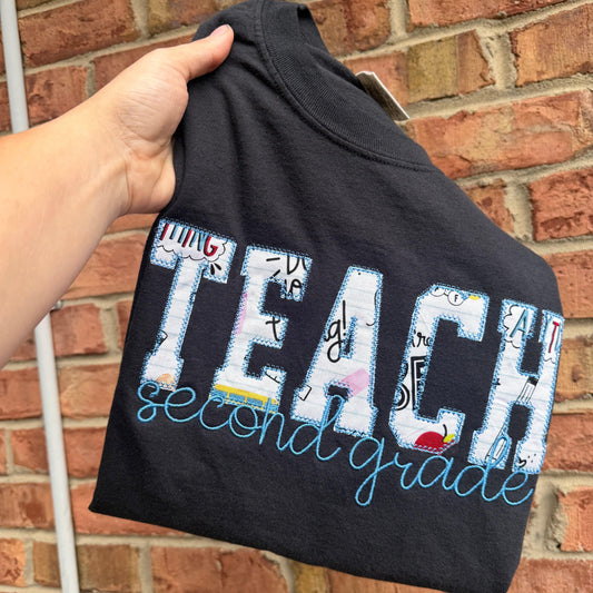 Personalized Teacher Appliqué Shirt | Custom Teacher Name Embroidered Tee