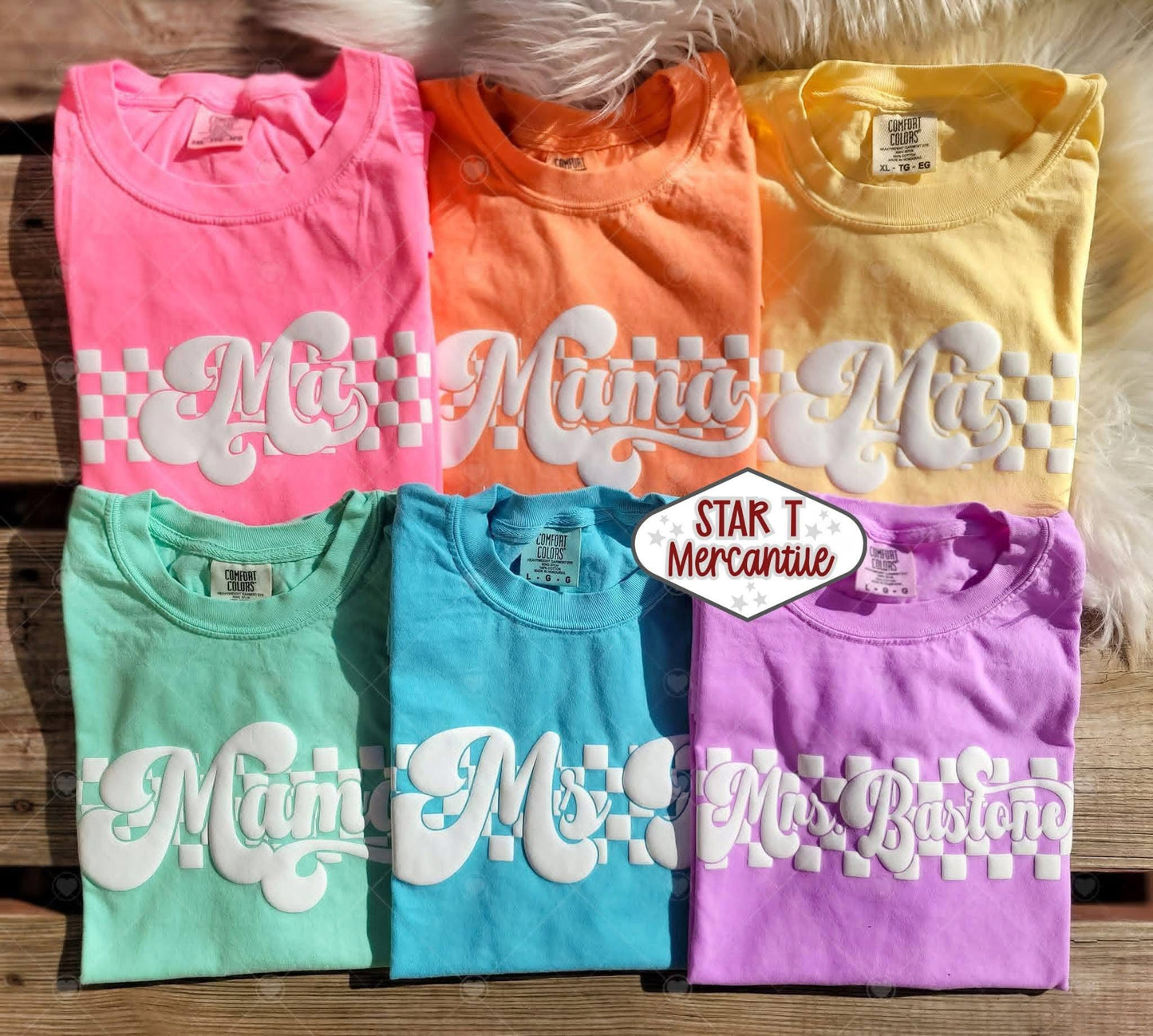 Embossed Retro Checkered Custom Name Tee