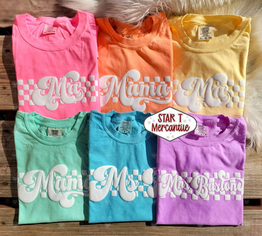 Embossed Retro Checkered Custom Name Tee