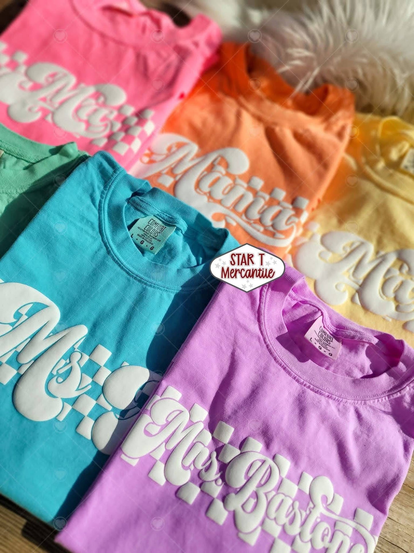 Embossed Retro Checkered Custom Name Tee