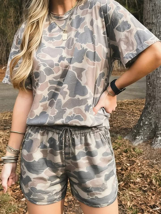 Women’s camo tee and shorts set