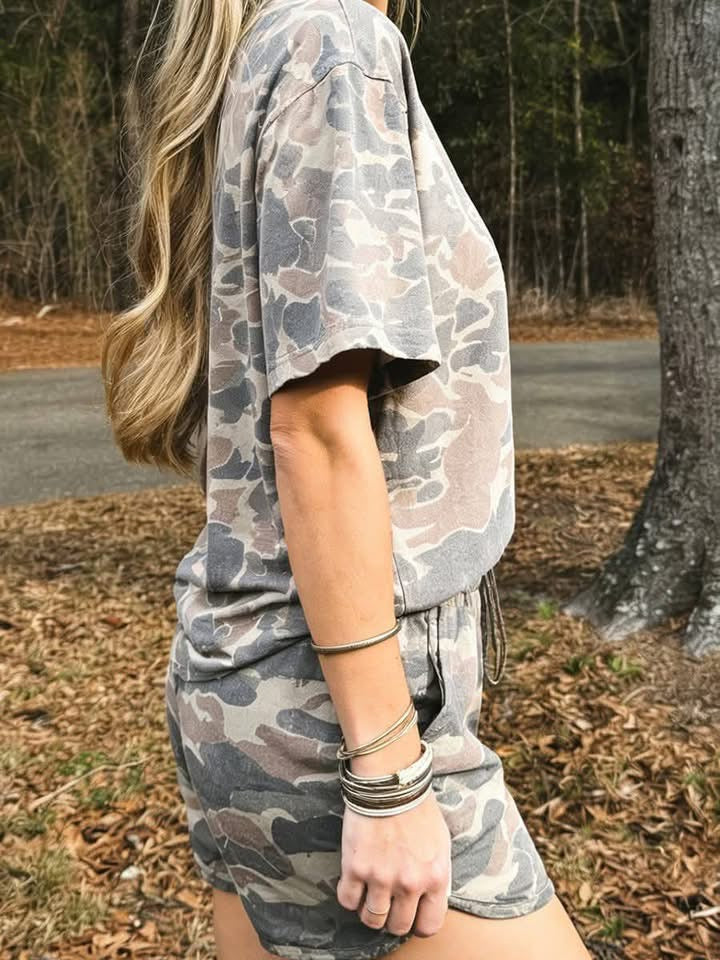 Women’s camo tee and shorts set