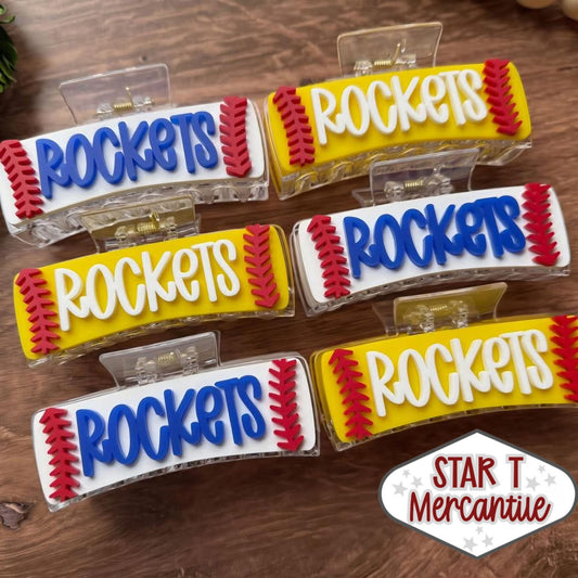 Personalized Baseball or Softball Claw Clips
