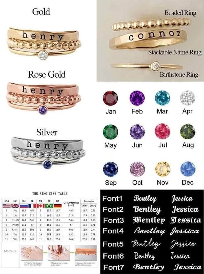 Personalized Name Ring Set