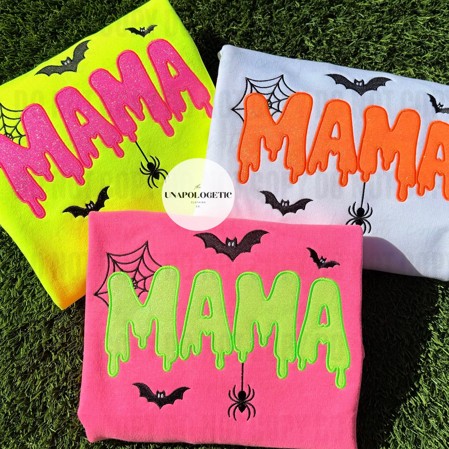 Spooky Mama Glitter HTV Applique Embroidered Spirit wear - WS