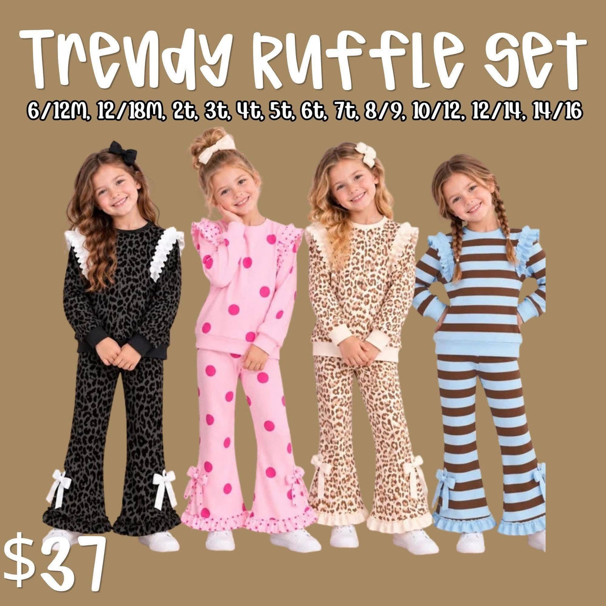 Trendy Ruffle Set - Black Leopard