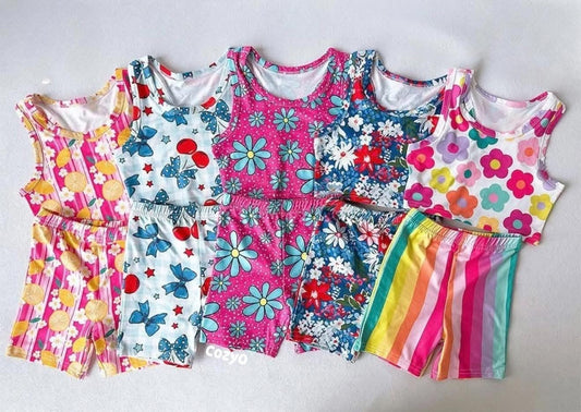 Kid’s Cropped Tank & Biker Short Set