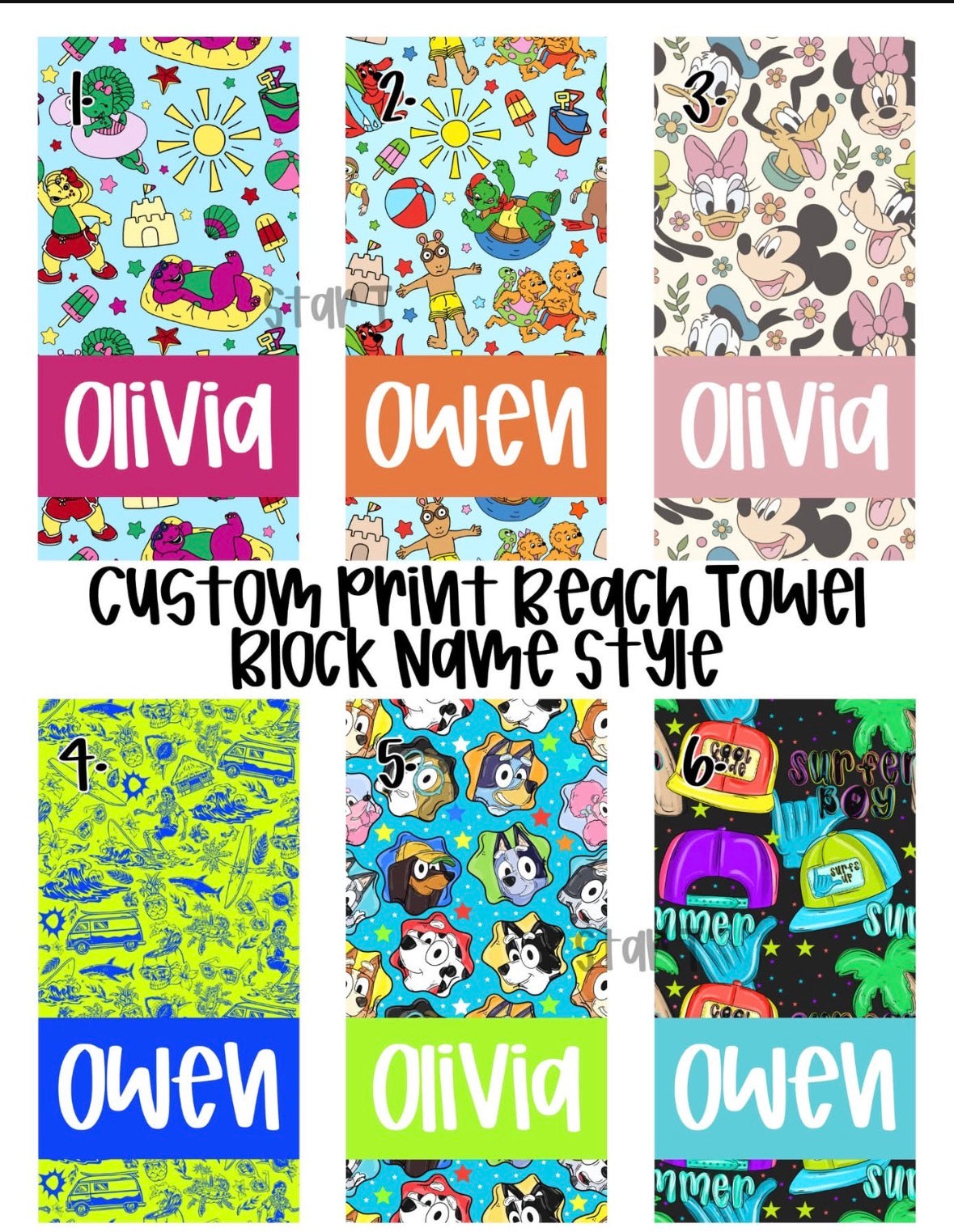 Custom Print Beach Towel
Block Name Style