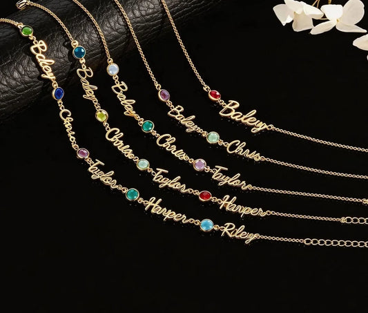 Personalized Name + Birth Stone Bracelet
