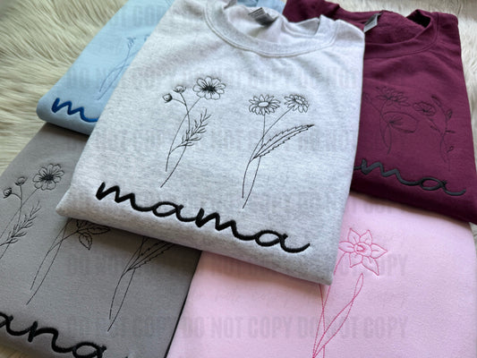 Custom Birth Month Flower Embroidery - WS