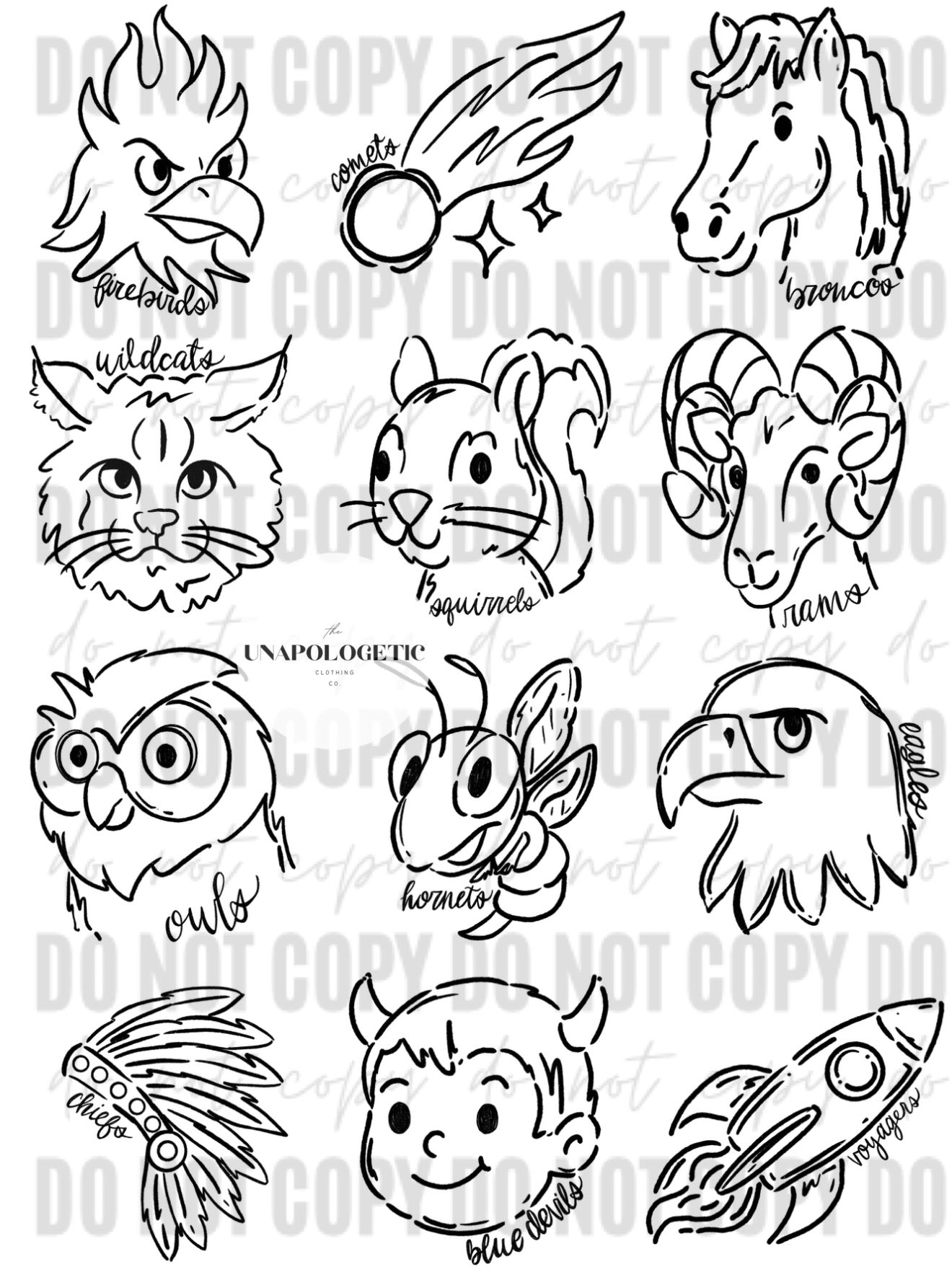 Tie Dye Mascot Doodles - WS